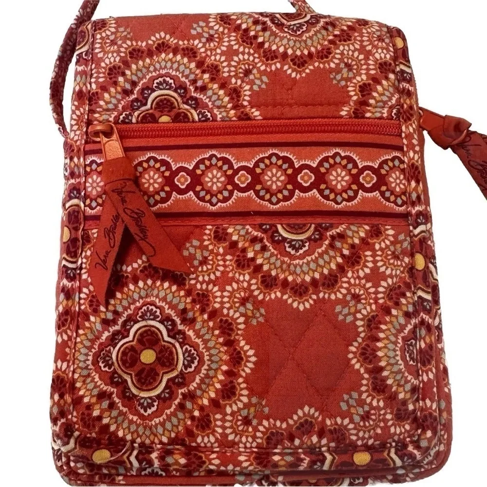 Vera Bradley Paprika Mini Hipster Crossbody Purse Bag Boho Floral Print Orange